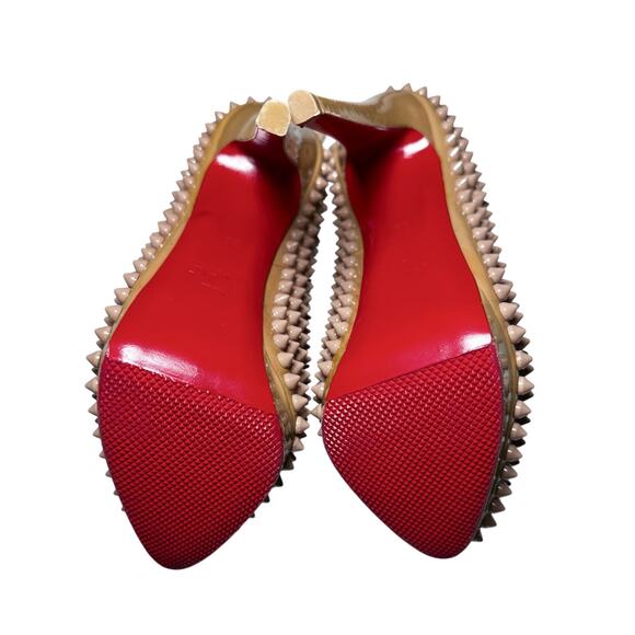 Christian Louboutin Alti Spikes 140 Nude Beige Patent Platform Heels Pumps 36 - Picture 7 of 8
